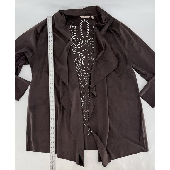 Soft Surroundings Plus Size Faux Suede Jacket Cutout Jacket 3x Western Boho - Picture 10 of 11